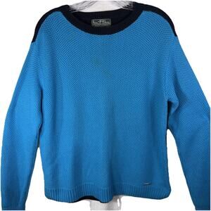 Lauren Ralph Lauren Vintage Large Blue Black sweater Waffle Weave Color Block